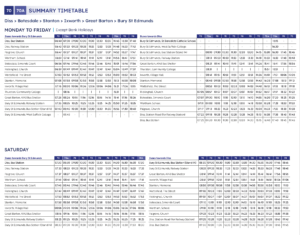 Bus route/times for buses from to/Stanton and Ixworth - these do not come into Bardwell